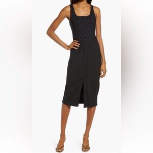 NWT | Fourteenth Place | Square Neck Rib Knot Bodycon Midi Dress | Black | Small